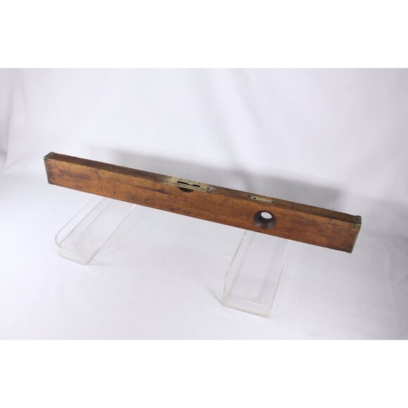 Antique 30" 1890 Stanley Rule & Level Co Wood + brass spirit level no 3, vintage - Picture 4 of 8